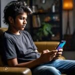 Indian youth using mobile